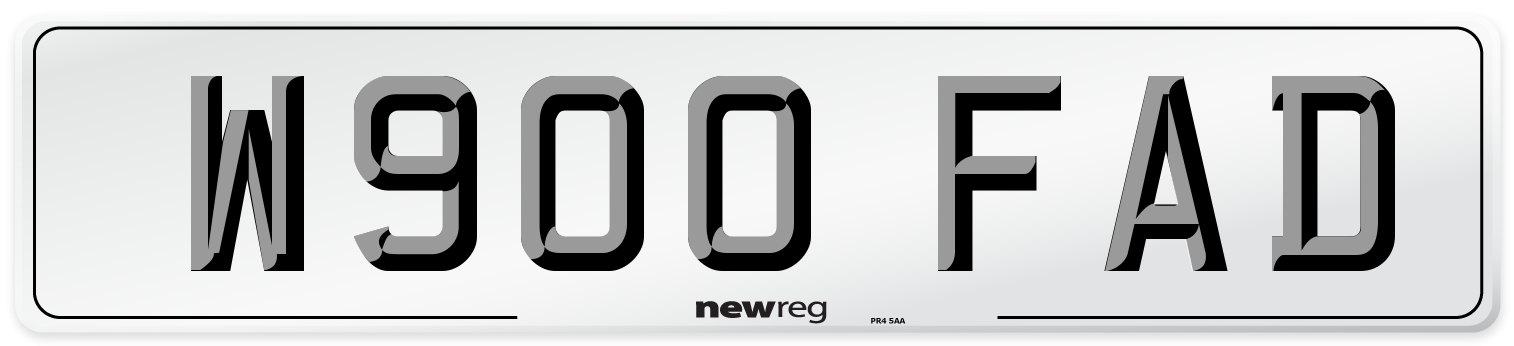 W900 FAD Number Plate from New Reg